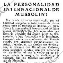Artículo sobre Mussolini y Valle-Inclán, del 27 de agosto de 1933