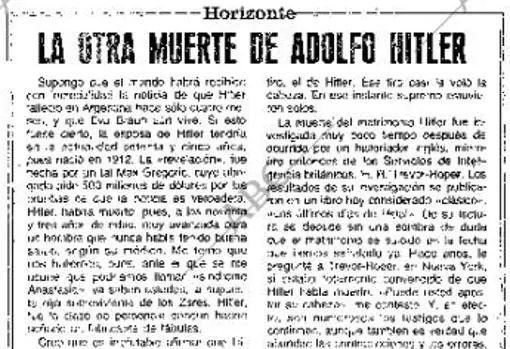 El anuncio de la muerte de Hitler en Argentina a los 97 años que conmocionó  al mundo - Archivo ABC
