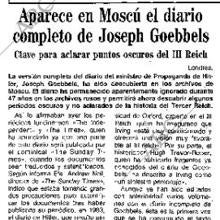 Noticia de la aparición, en 1992, de los diarios completos de Goebbels