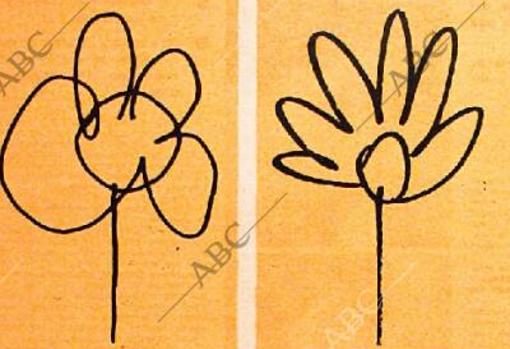 A la izquierda la flor dibujada por el periodista de ABC, y a la derecha la de Geller.