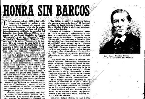 Perfil de Casto Méndez Núñez, publicado en 1966, un siglo después del bombardeo de Valparaíso