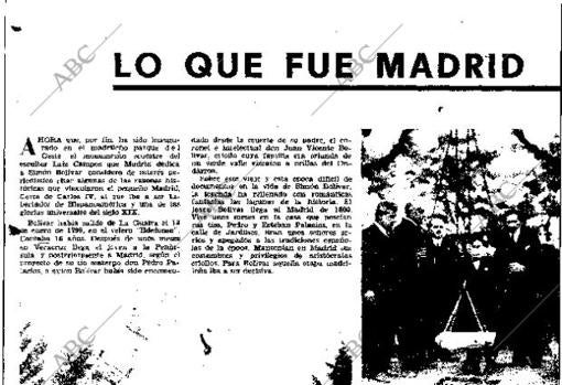 En 1978, este periódico publicó dos páginas sobre la estancia de Bolívar en Madrid