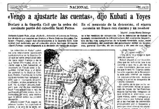 Reportaje sobre los detalles del asesinato de Yoyes