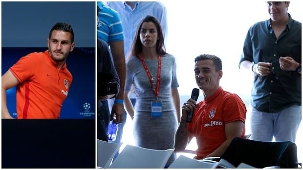 Koke y Griezmann se vacilan en el 'media day' del Atlético