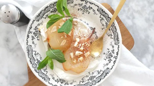 El postre fácil de pera, requesón y canela para comer dulce sin  remordimientos