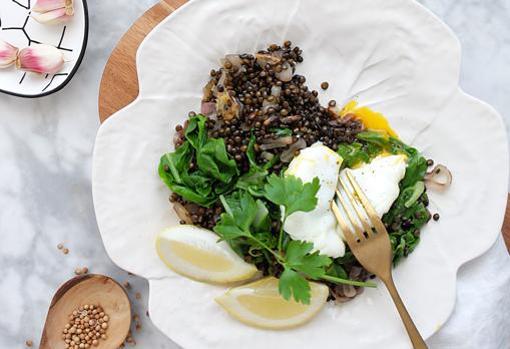 Ensalada de acelgas con lentejas.