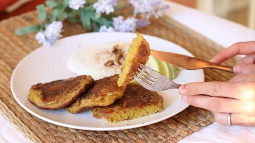 Torrijas con leche desnatada.