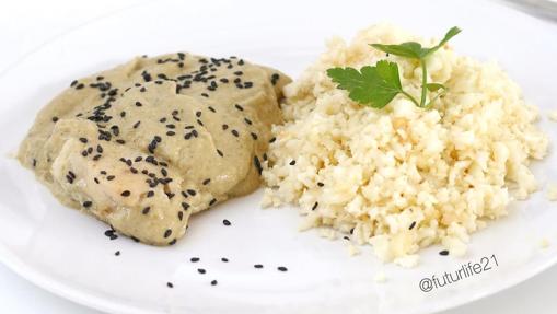 Bacalao en salsa de puerro y berenjena