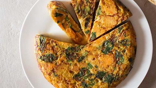 Tortilla de espinacas con boniato.