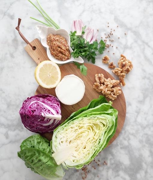 Ingredientes de la ensalada de invierno.