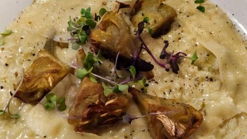 Risotto de alcachofas.