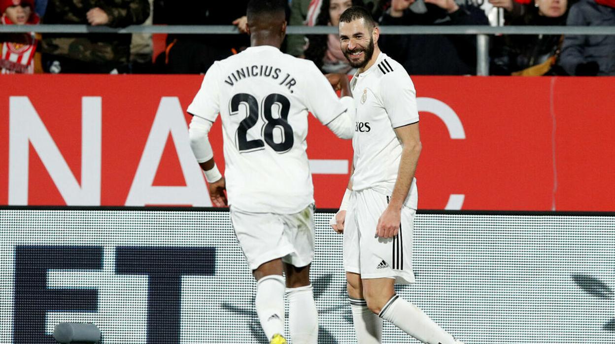 Vinicius y Benzemá en un partido del Real Madrid