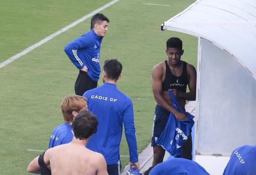 'Choco' Lozano en el entrenamiento de este miércoles.