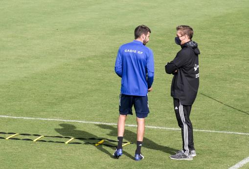 José Mari en un entrenamiento del Cádiz CF.