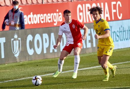 Marc Baró durante el Girona - Cádiz de la Copa del Rey,