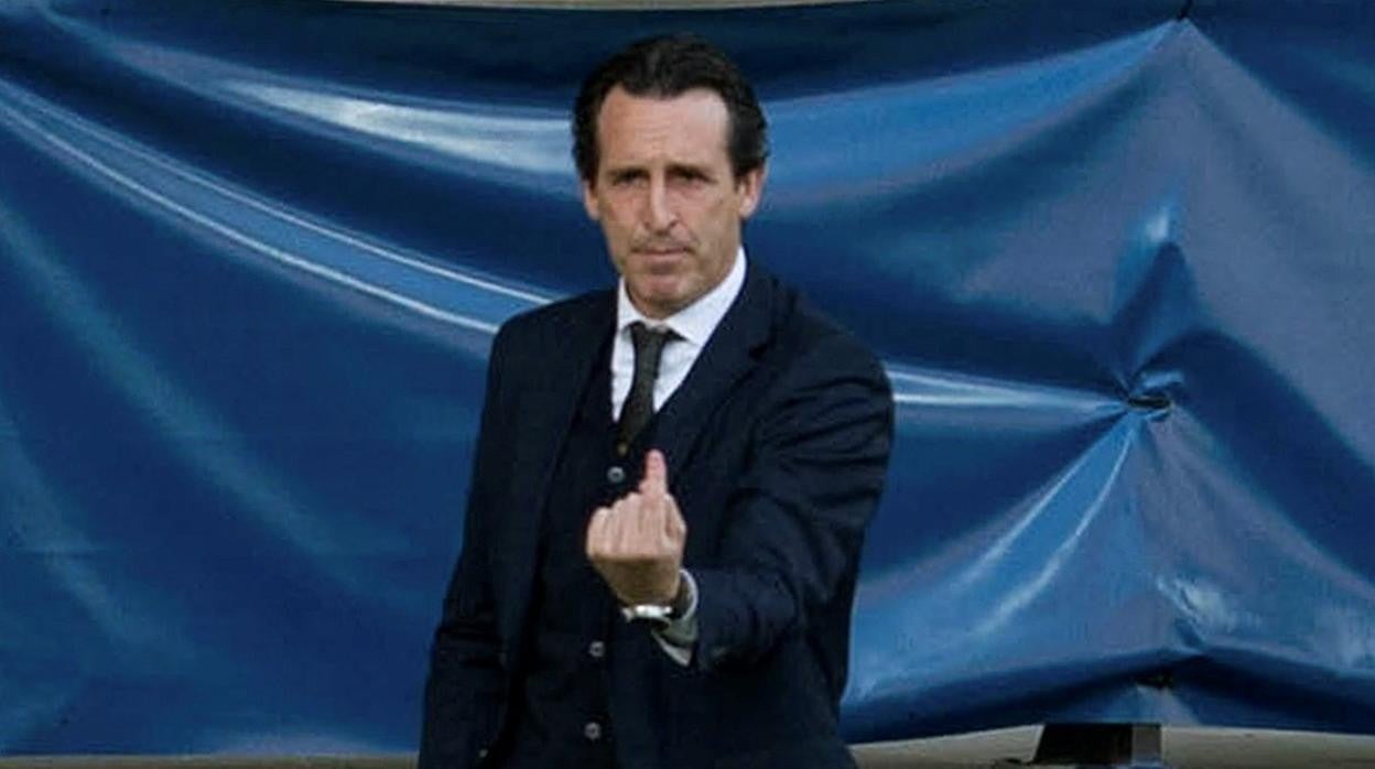 Unai Emery en el partido ante el Cádiz