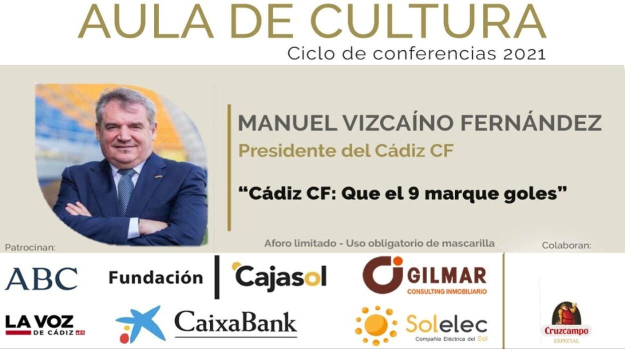 Manuel Vizcaíno estará presente hoy viernes en el ciclo de conferencias del Aula de Cultura
