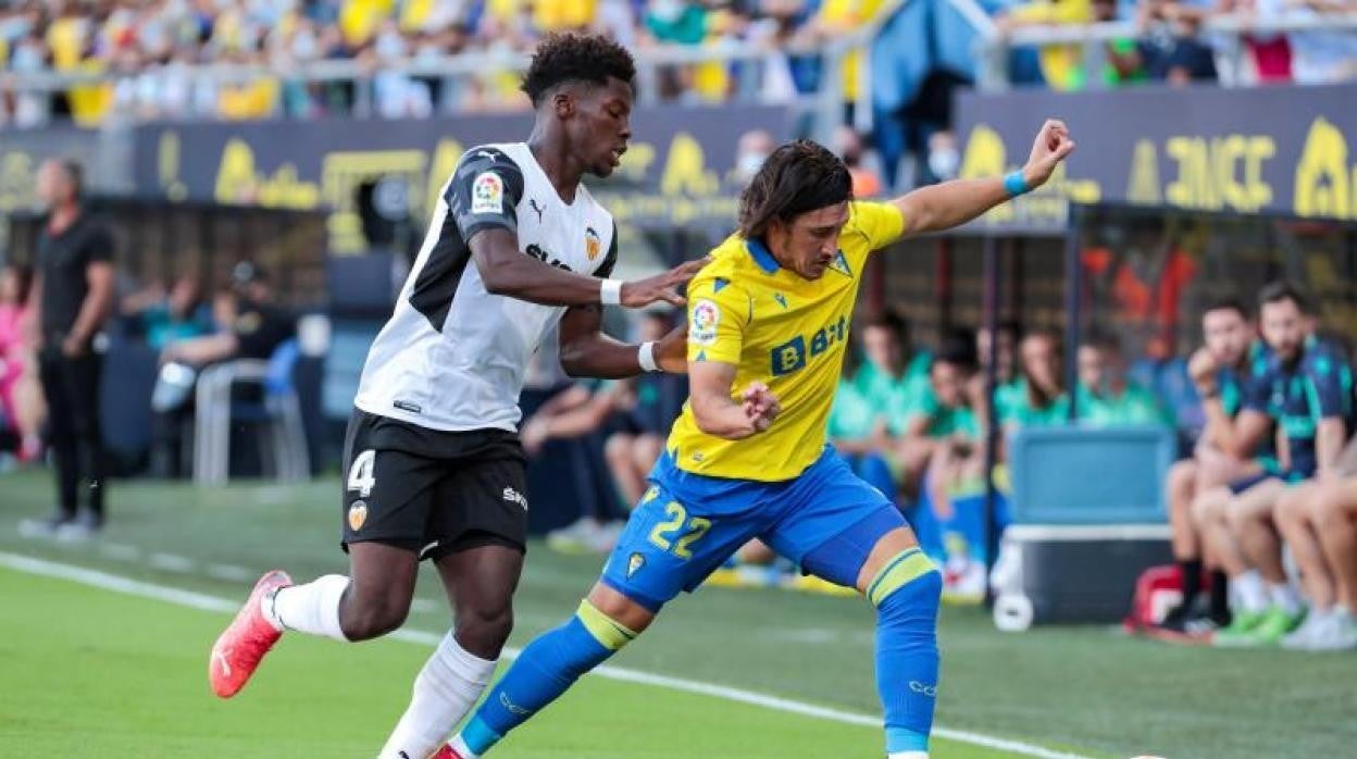 Espino en el partido ante el Valencia