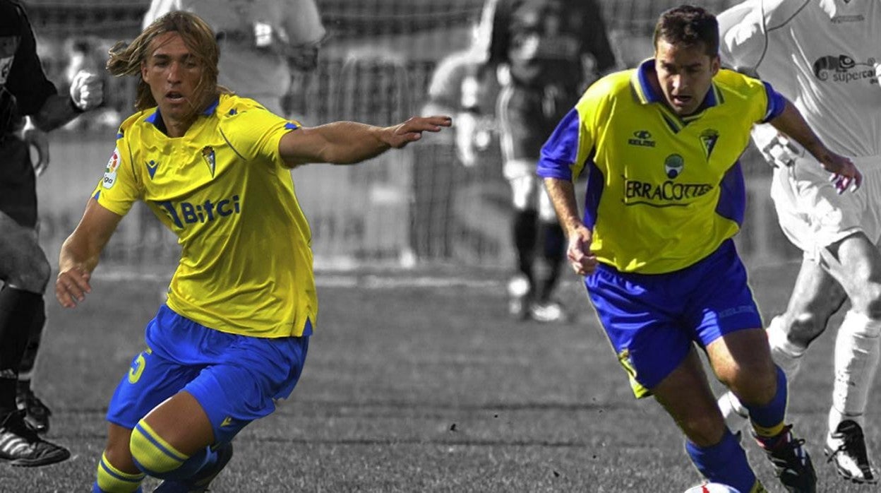 Pedro y Alberto Benito en un bonito montaje realizado por el Cádiz CF tras el debut del joven delantero con el primer equipo.