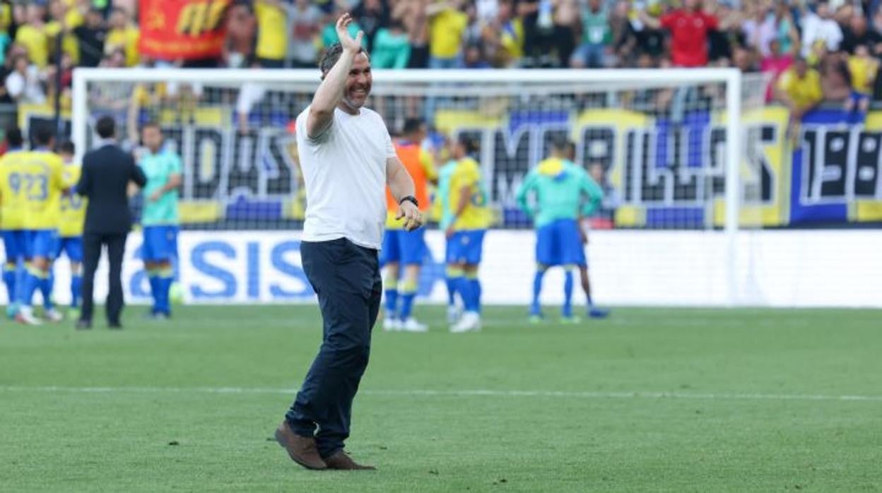 Sergio celebra la victoria ante el Elche