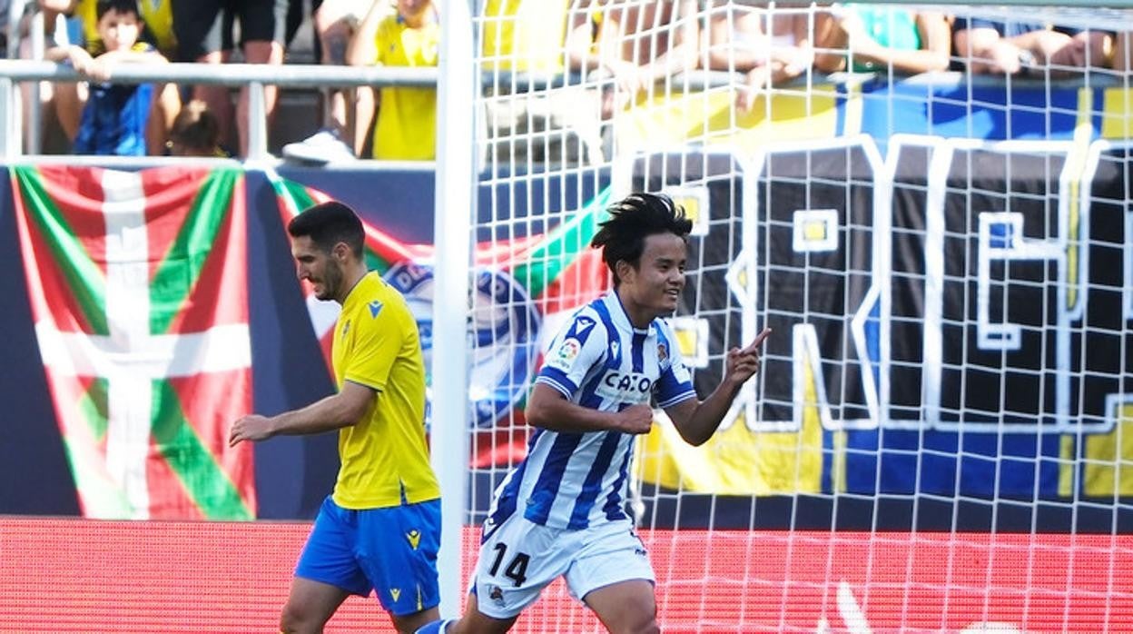 Kubo celebra su gol ante el Cádiz el pasado domingo