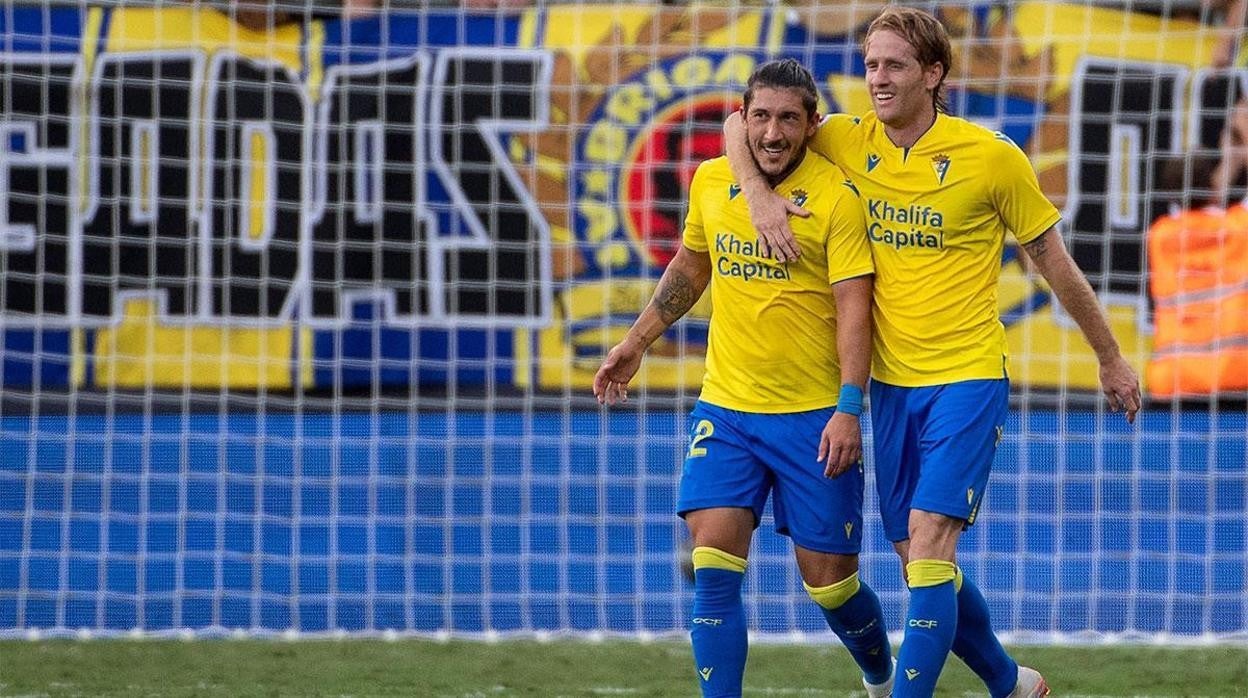 Espino y Álex en el partido ante el Atlético