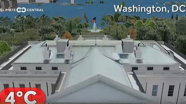 Captura del vídeo con Google Earth lanzado por Climate Central sobre un Washington inundado en 2100