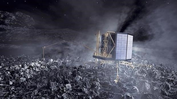 Recreación del módulo Philae sobre el cometa Churyumov-Geramisenko