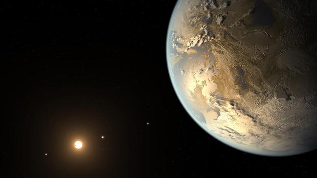 Representación artística de un exoplaneta similar a la Tierra y llamado Kepler-186f