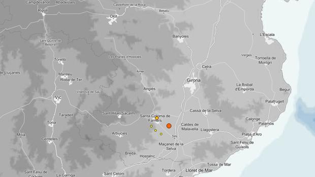 Registrado un seísmo de magnitud 3 en la localidad gerundense de Riudarenes