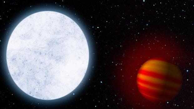 Ilustración de la estrella Kelt-9 y su sobrecalentado planeta Kelt-9b