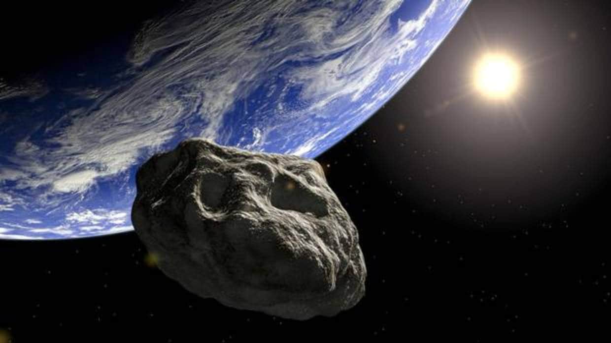 Imagen computerizada de un asteroide orbitando la Tierra