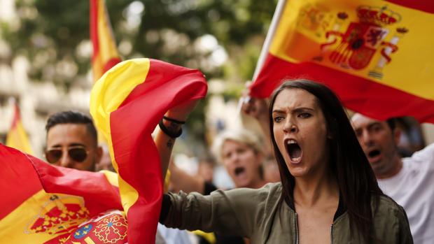 Unas 350 personas gritan «no votaremos» frente al Palau de la Generalitat