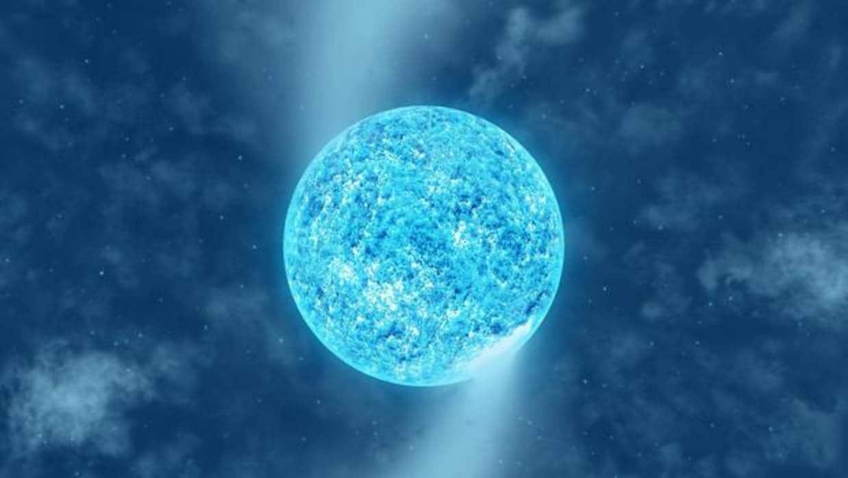 Representación de la supergigante azul Naos, situada a unos 1080 años luz de la Tierra