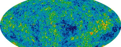 Mapa de la radiación de fondo de microondas. Sus fluctuaciones son compatibles con la existencia de la materia oscura