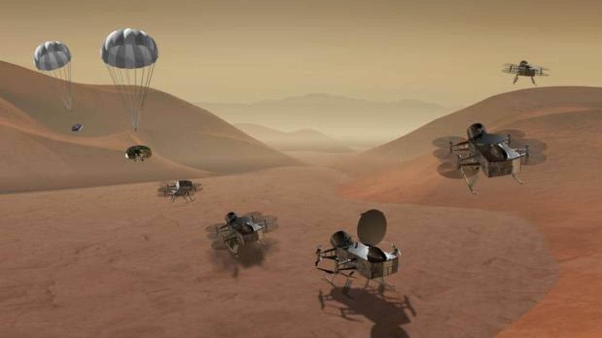 La misión «Dragonfly» exploraría la superficie de Titán para estudiar la superficie y la atmósfera de la luna. La misión al cometa recogería muestras de 67P/Churyumov Gerasimenko