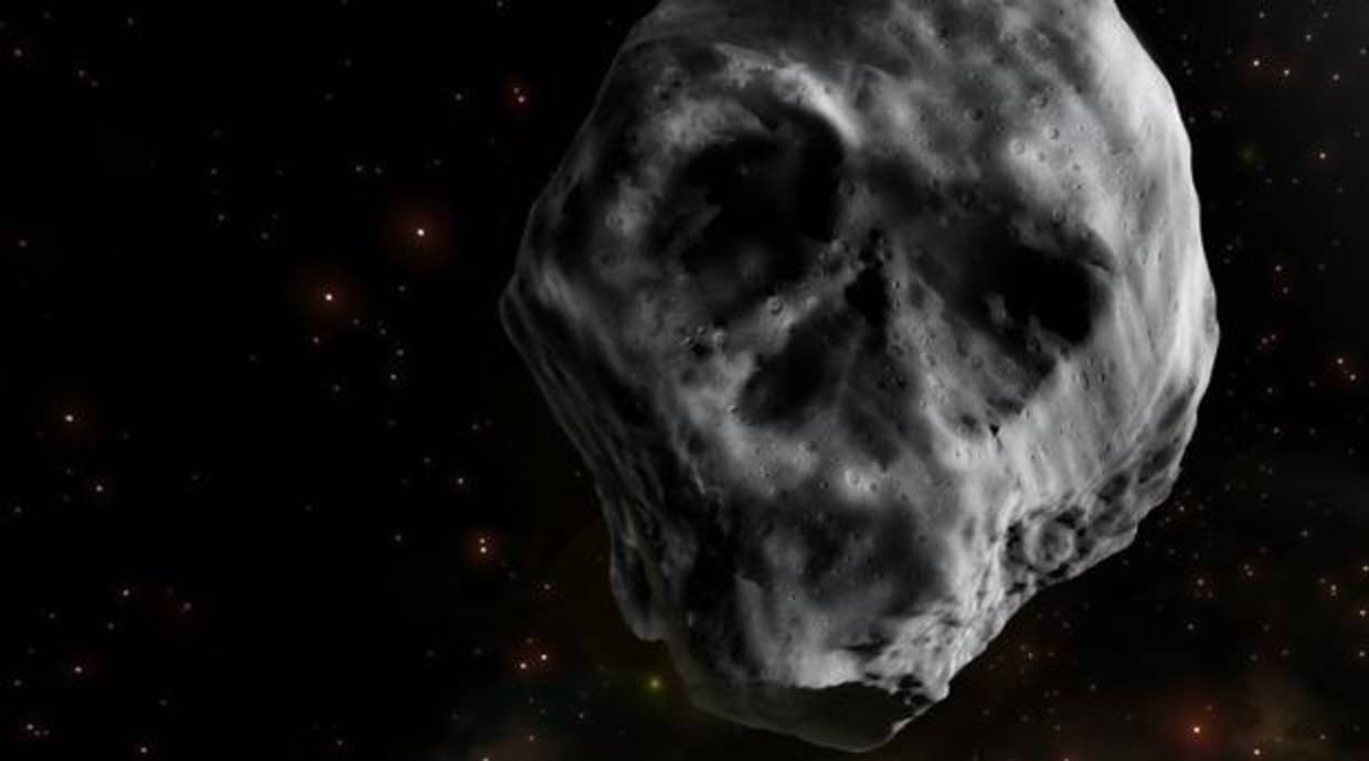 La ilustración muestra cuál es el aspecto del «asteroide calavera»
