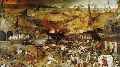 «El triunfo de la muerte», de Peter Brueghel el Viejo. Influido por la Muerte Negra, representa el juicio final