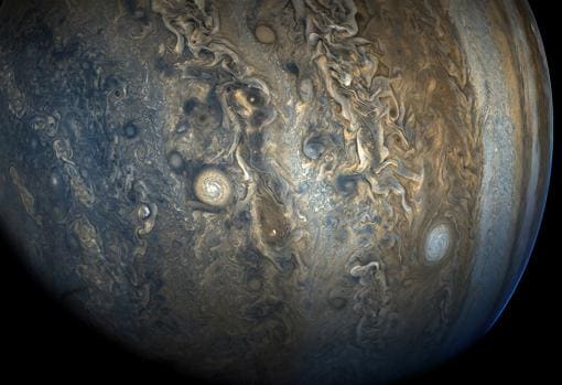 Imagen del hemisferio sur de Júpiter. Se puede apreciar la complejidad del movimiento del gas de su atmósfera
