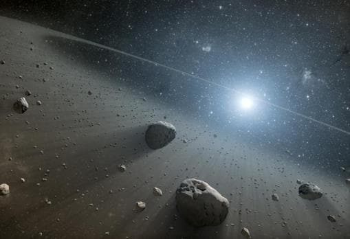 Representación de un cinturón de asteroides en torno a una estrella