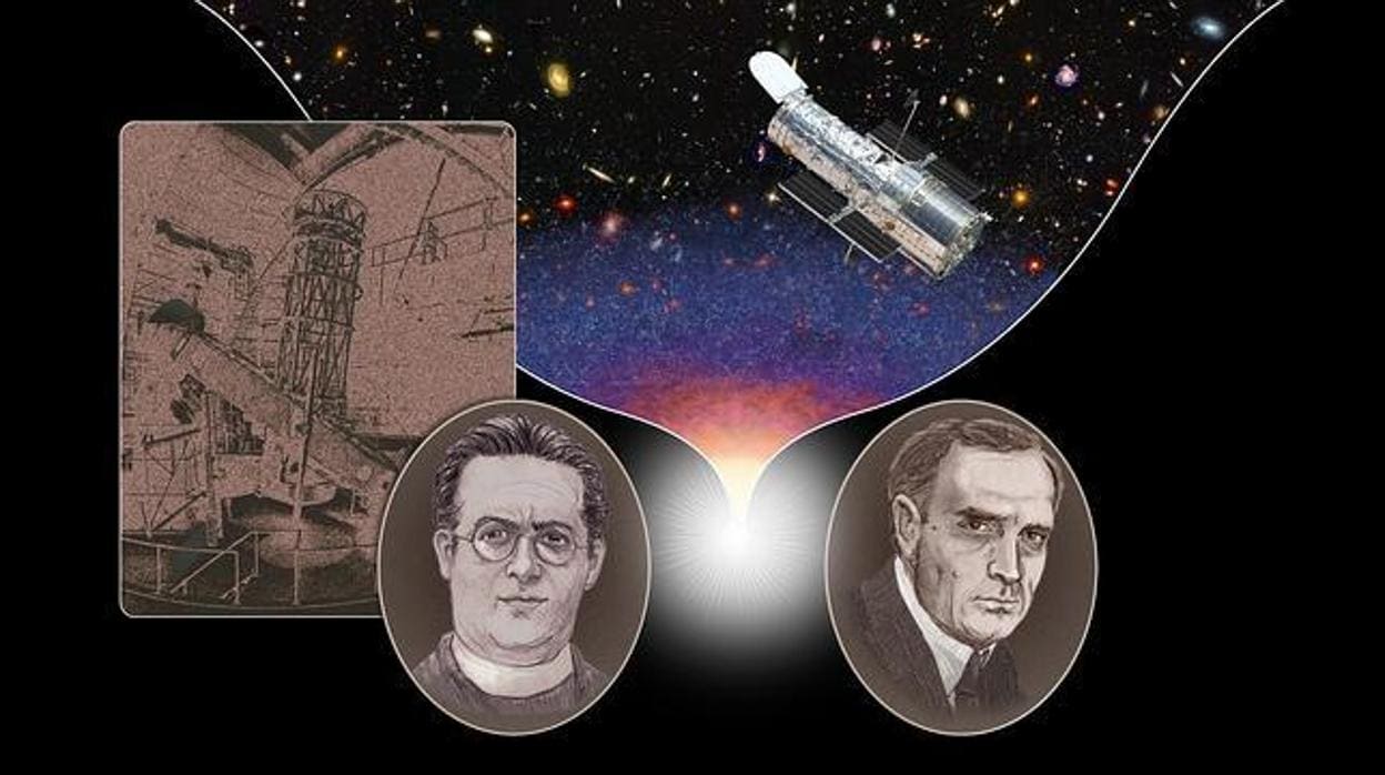 El sacerdote y astrónomo belga Georges Lemaître (izquierda) y el astrónomo estadounidense Edwin Hubble