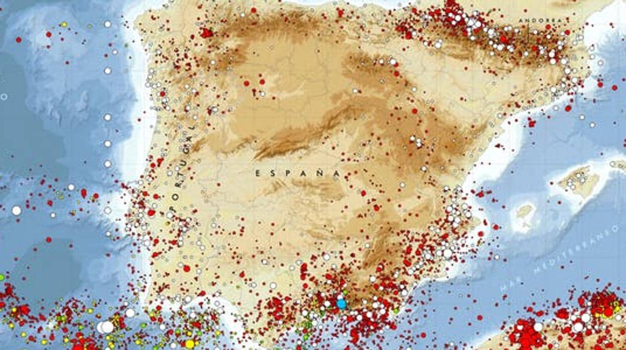 mapa de sismicidad de la Península Ibérica