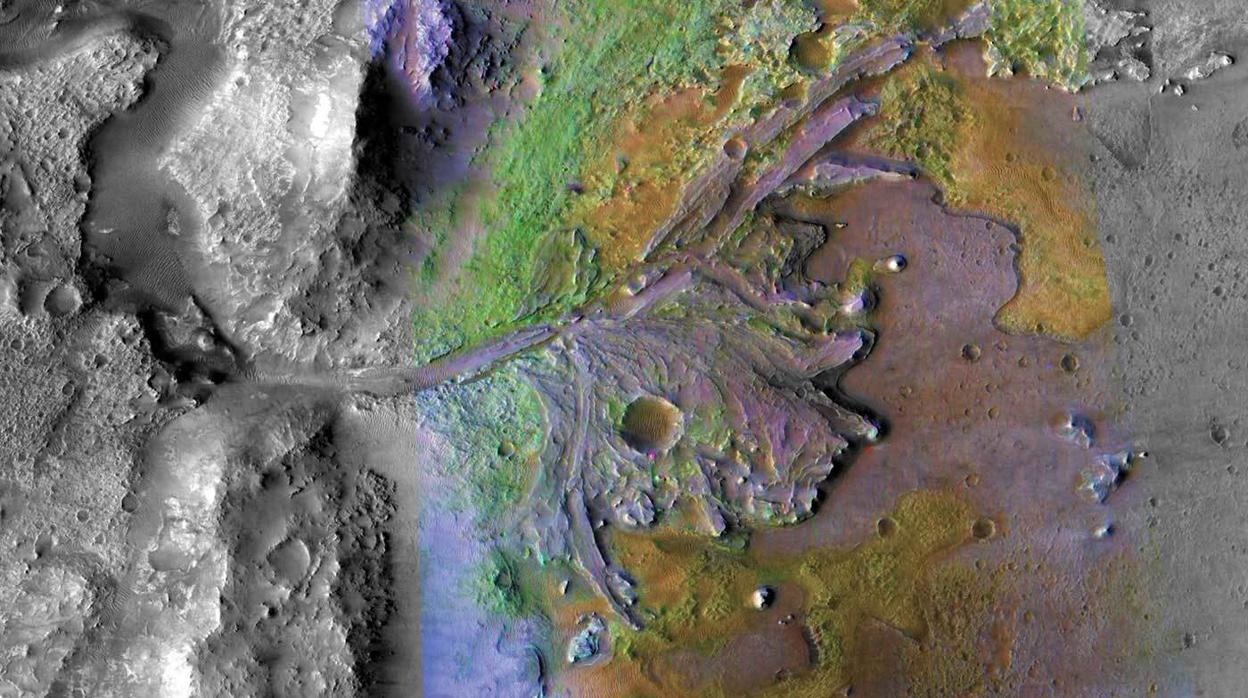 El cráter Jezero en Marte, lugar donde se posará el próximo rover de la NASA en 2021