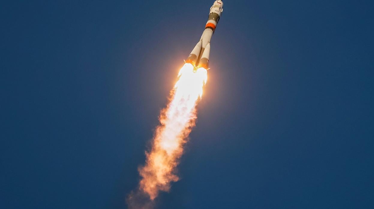 Lanzamiento de la Soyuz MS-11 desde Baikonur, en Kazajstán