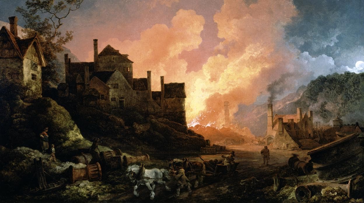 «Coalbrookdale de noche», pintura al óleo que retrata la localidad de Coalbrookdale, considerada cuna de la Revolución Industrial