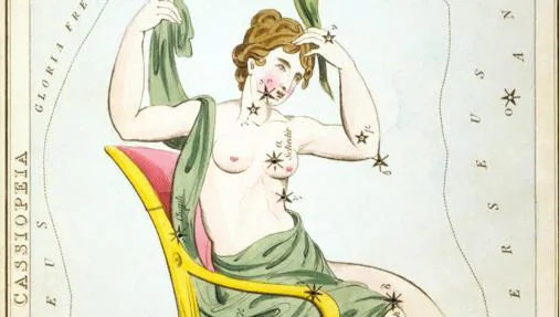 Una de las representaciones de Casiopea, sentada en su trono