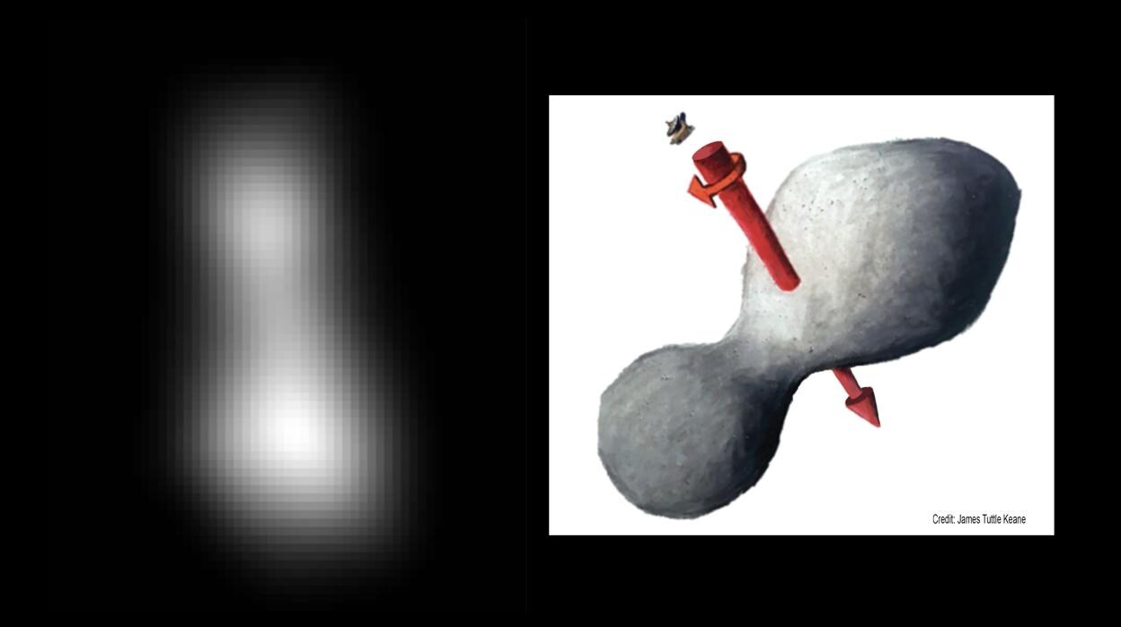 Fotografía de baja resolución de Ultima Thule, situado en el cinturón de Kuiper y a 6.600 millones de kilómetros de la Tierra
