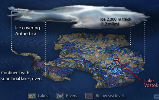 Bajo la Antártida existe un mundo de lagos y ríos