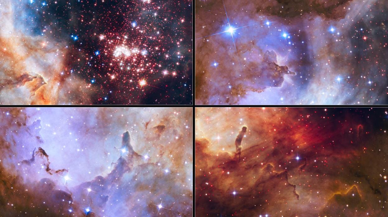 Imágenes captadas por el telescopio espacial Hubble del cúmulo estelar Westerlund 2