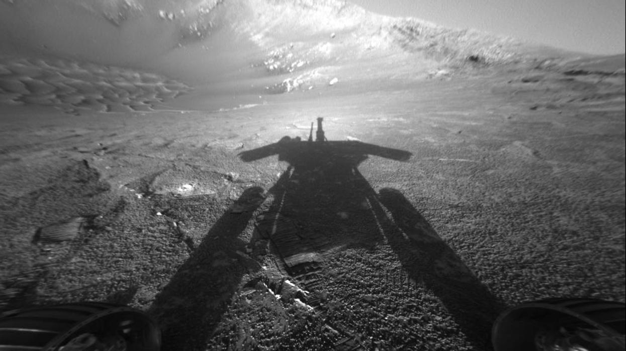 Fotografía de la sombra del rover Opportunity